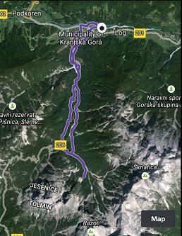 Karnica tek zemljevid mala